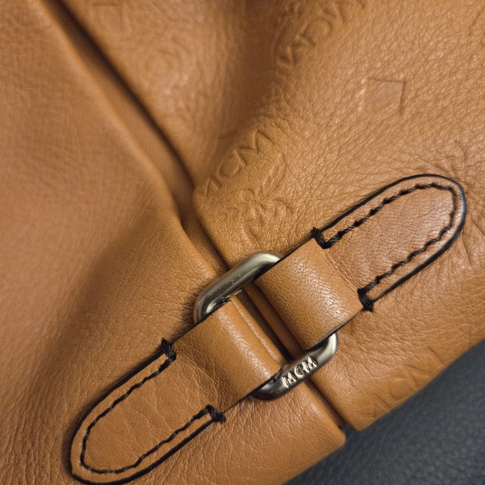 Authentic MCM Leather Drawstring Bucket Bag, often referred as Hobo Crossbody - Picture 15 of 15